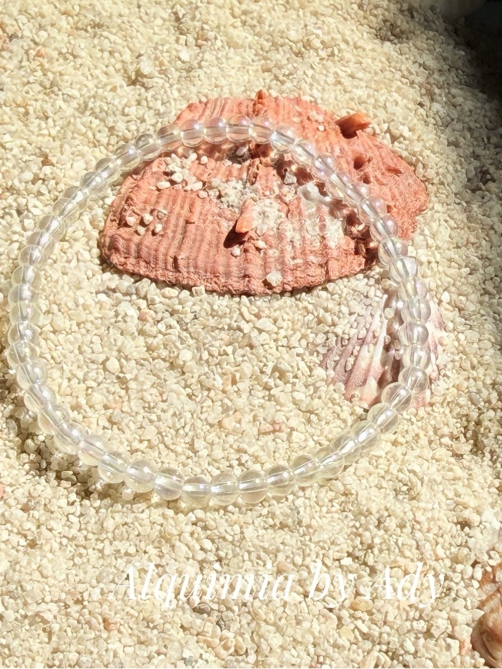 Alquimia Clear Crystal aura quartz Stretch Bracelet - Transparent Beads